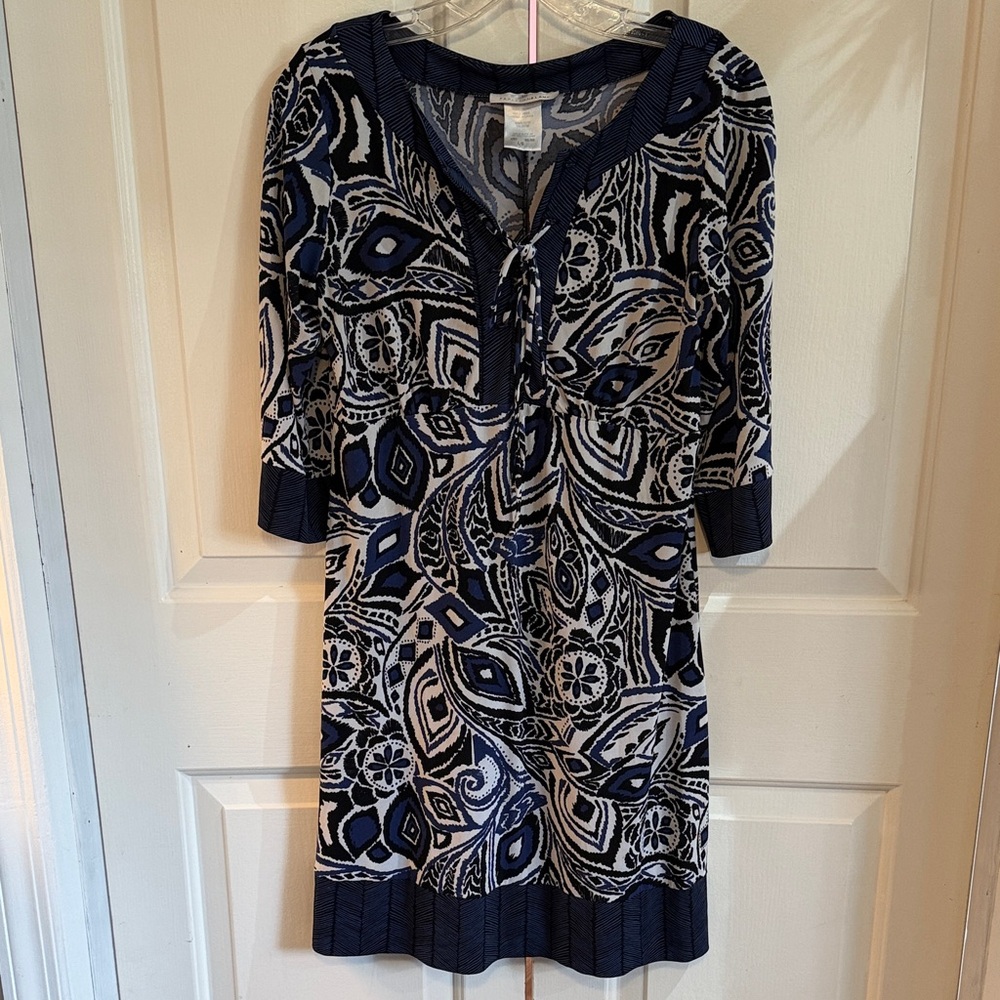 Papillon Blanc Blue and White Patterned Top